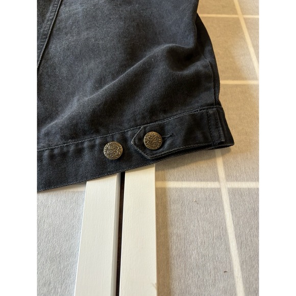 Womens Black Floral Boho Maximalist Dopamine Western Embroidered Denim Coat Sz14 - Picture 12 of 14